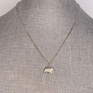 Adorable Silver Tone Chain with Petite Elephant Pendant Necklace
